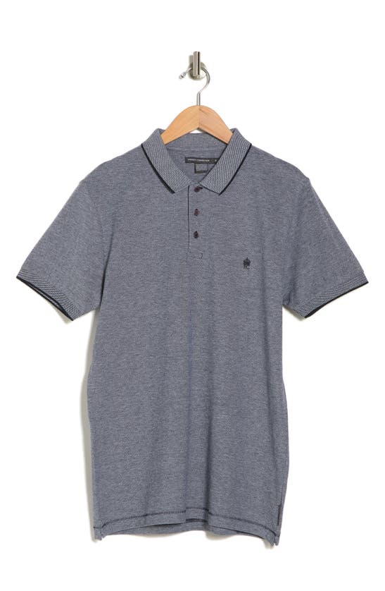 French Connection Birdseye Cotton Polo In Marine