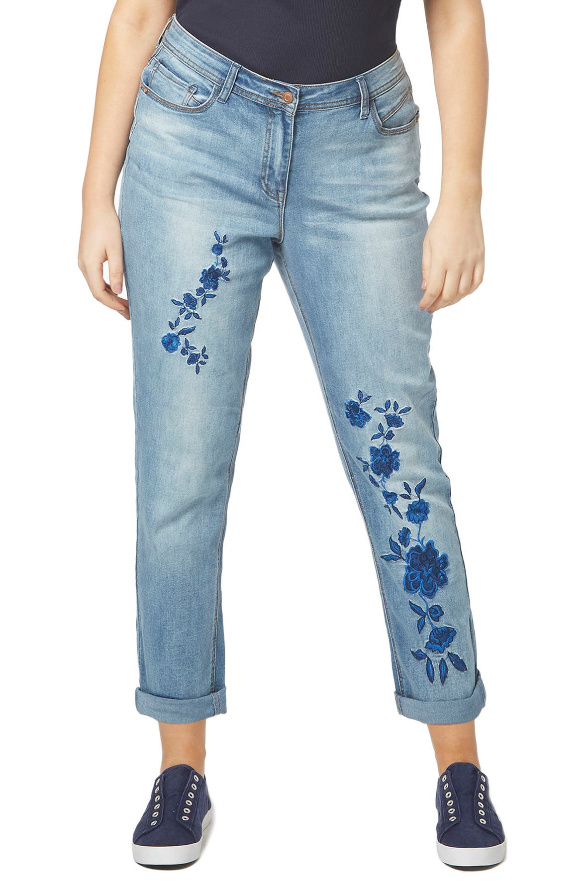 Evans Embroidered Boyfriend Jeans (Plus Size) | Nordstrom