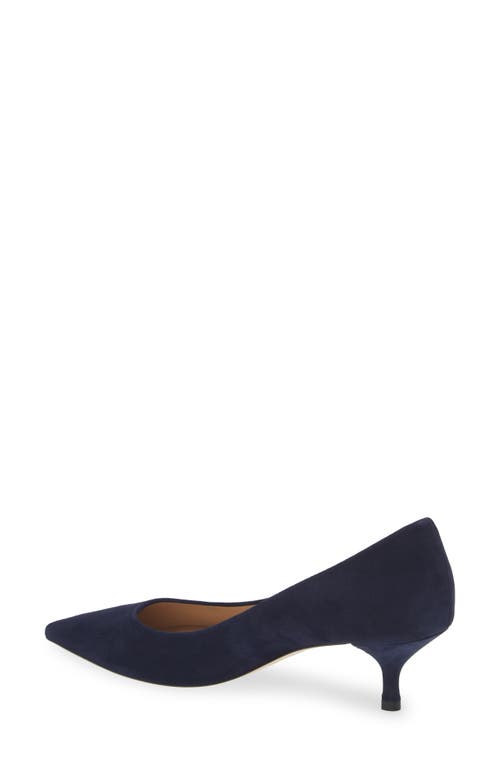 Stuart Weitzman Power Pointed Toe Kitten Heel Pump In Nice Blue