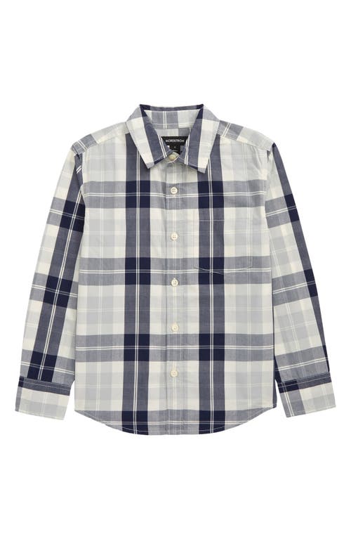 Kids' Nordstrom Poplin Button-Up Shirt in Grey Silk Barnaby Plaid