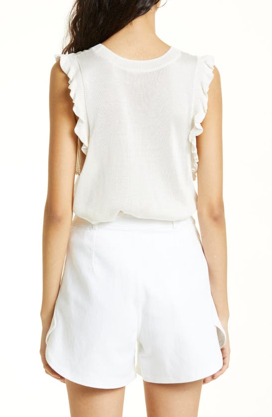 Shop Cinq À Sept Ruffle Edge Sleeveless Sweater In Ivory