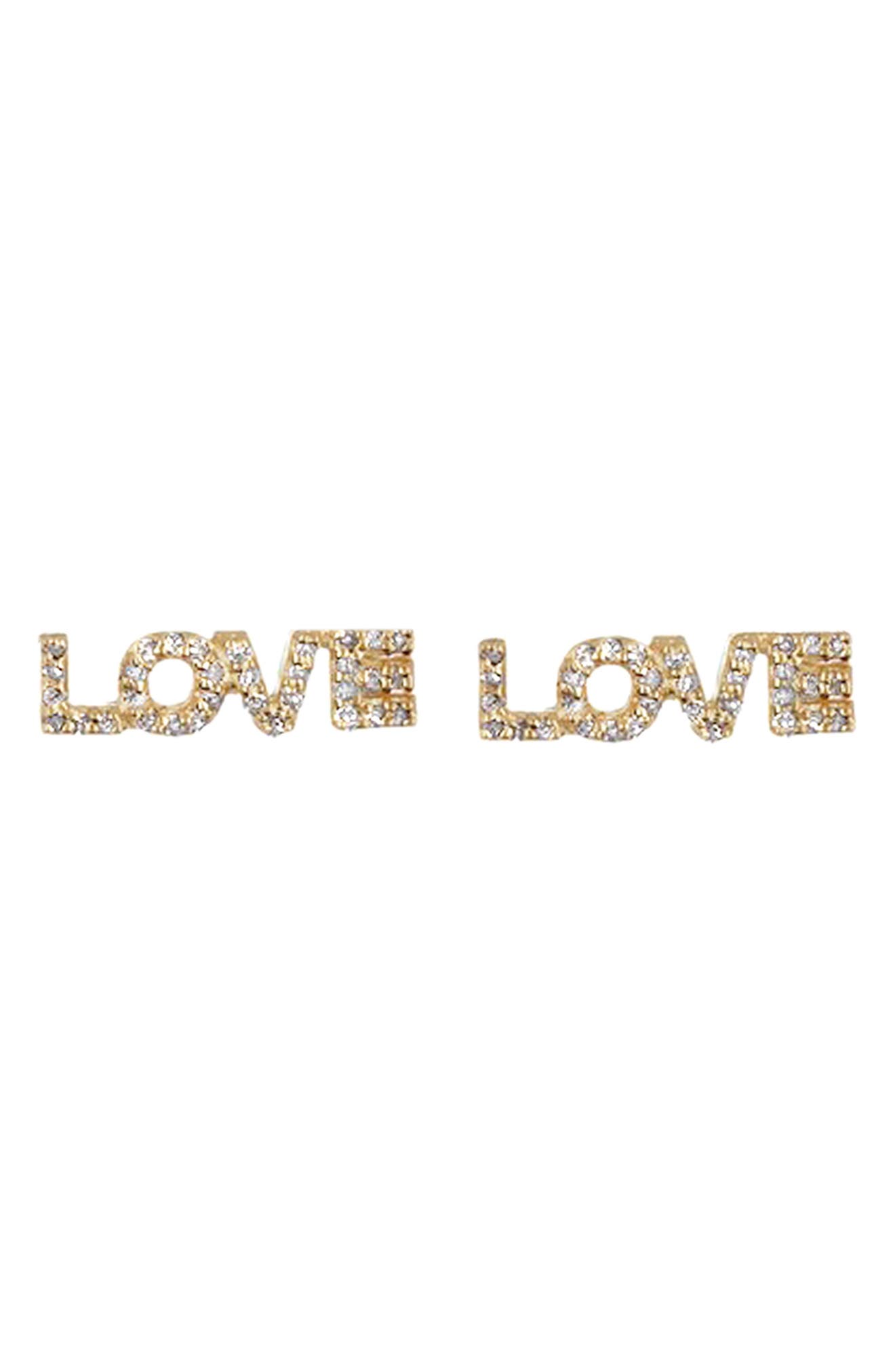 Adornia Fine 14k Yellow Gold Block Letter Love Stud Earrings