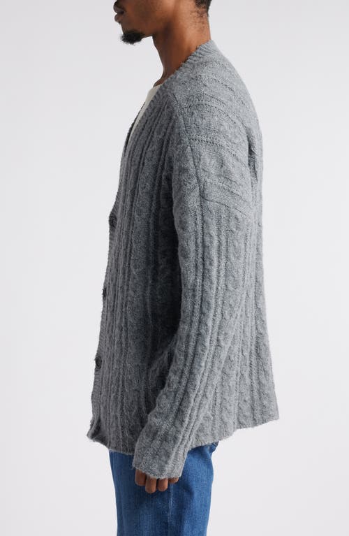 Shop Bp. Oversize Cable Stitch Cardigan In Grey Dark Heather