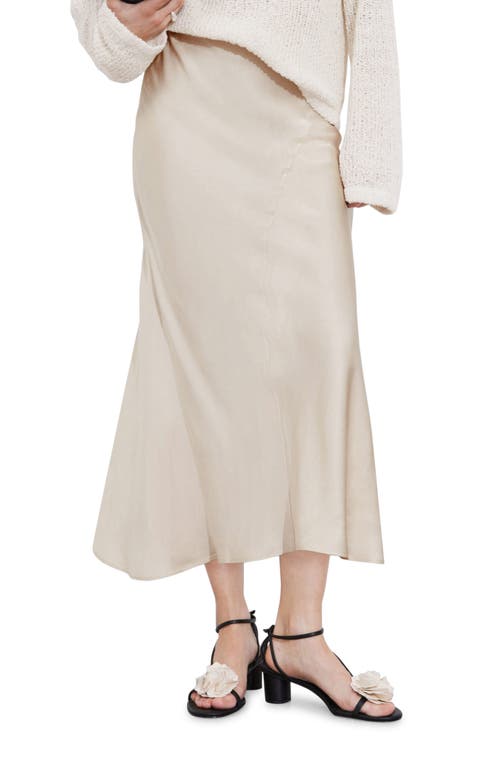 Shop & Other Stories Satin Midi Skirt In White Dusty Light