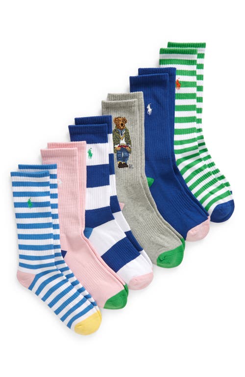 Polo Ralph Lauren American in Paris Bear Assorted 6-Pack Crew Socks in Blue Multi at Nordstrom