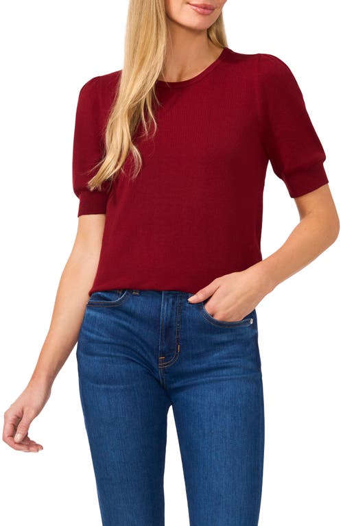 Cece Puff Sleeve Sweater In Claret Burgundy