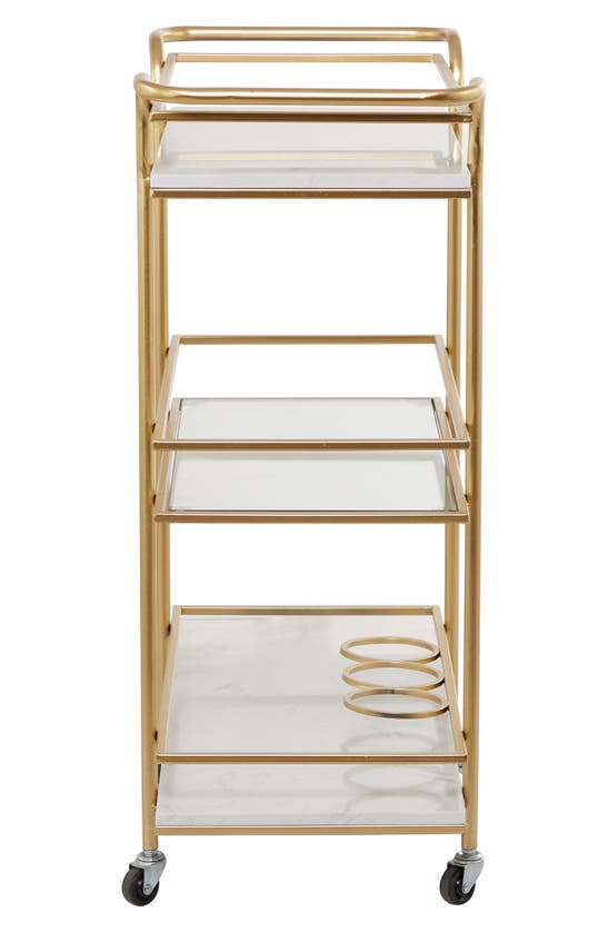 Shop Vivian Lune Home 3-tier Rolling Marble Bar Cart In Gold