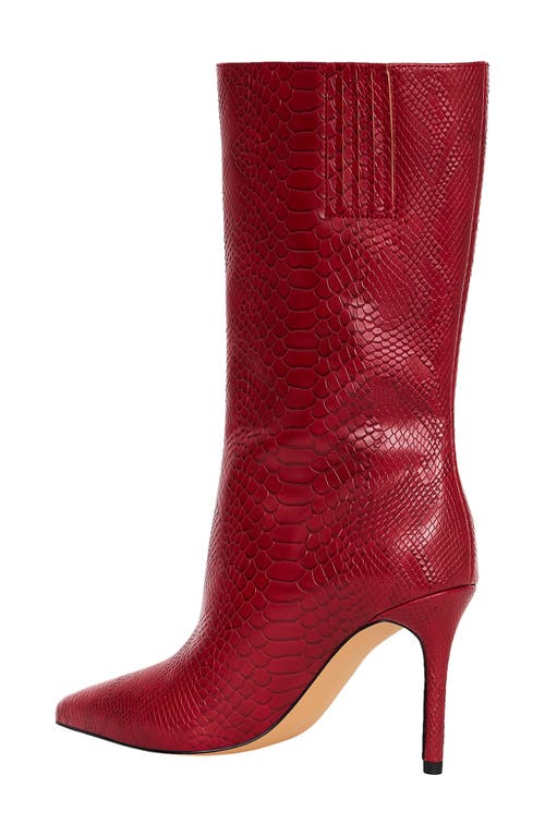 Shop Katy Perry The Revival Snakeskin Embossed Pointed Toe Mid Calf Boot In Cranberry