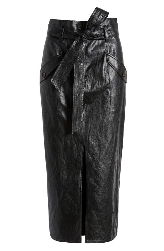 Rails Edem Crinkled Faux Leather Midi Skirt In Black