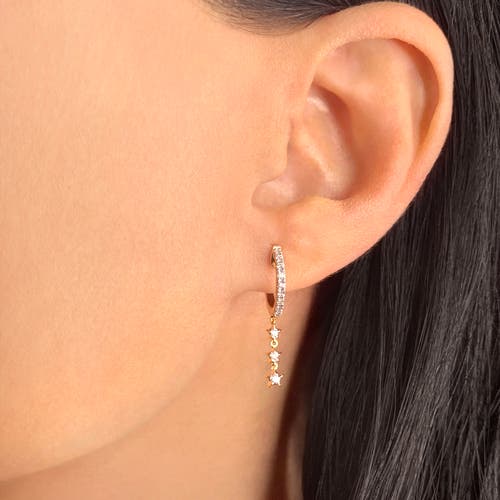 LUVMYJEWELRY LUVMYJEWELRY STAR TRIO LANE STERLING SILVER DIAMOND HOOP EARRING