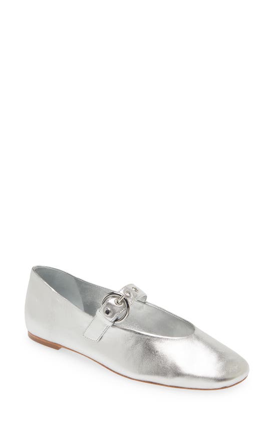 Shop Reformation Bethany Mary Jane Flat In Silver
