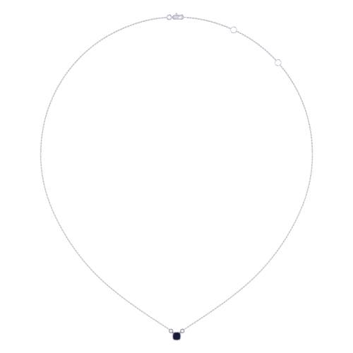 Luvmyjewelry Cushion Cut Sapphire & Diamond 14k Gold Birthstone Necklace In White Gold