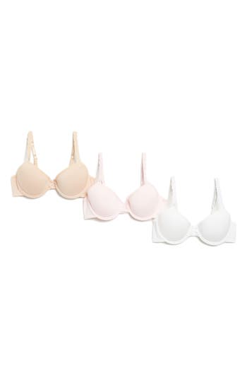 Shop Rene Rofe Girl Kids' Lindsay 3-pack Lace Trim Bras In White Multi