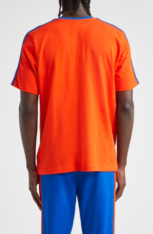 Shop Y-3 Adidas X Wales Bonner X Wales Bonner 3-stripes Cotton T-shirt In Bold Orange/team Royal Blue