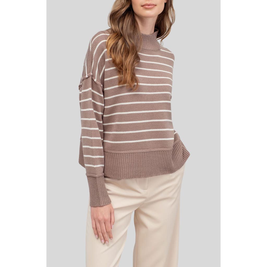 BLU PEPPER BLU PEPPER STRIPE MOCK NECK SWEATER