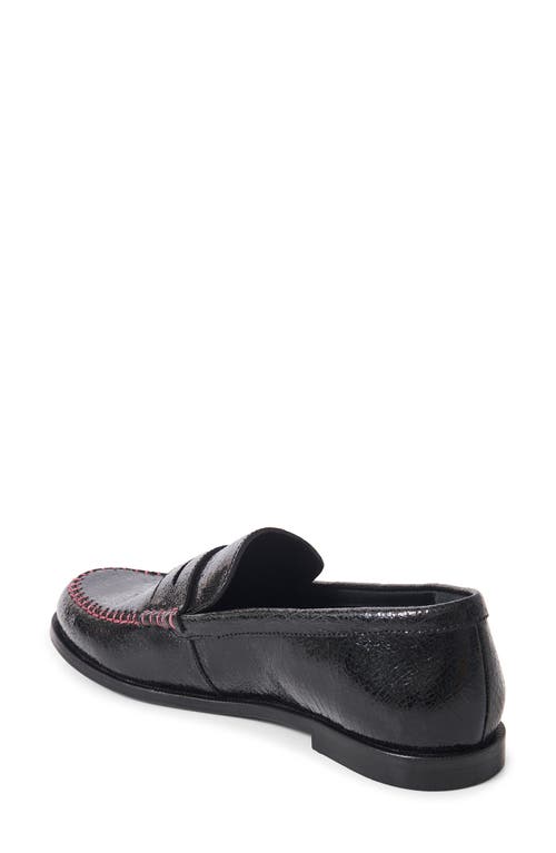 Shop Free People Contrast Stitch Penny Loafer In Black Leather