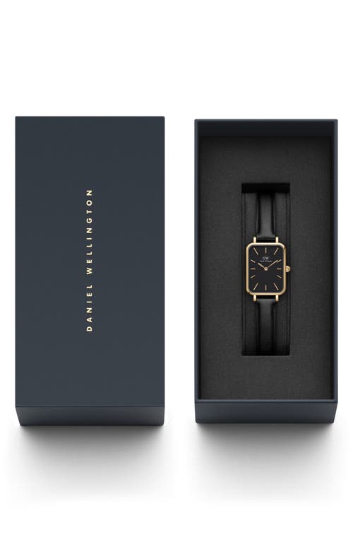 Daniel Wellington Quadro Pressed Sheffield Leather Strap Watch, 20mm X 26mm In Gold/black