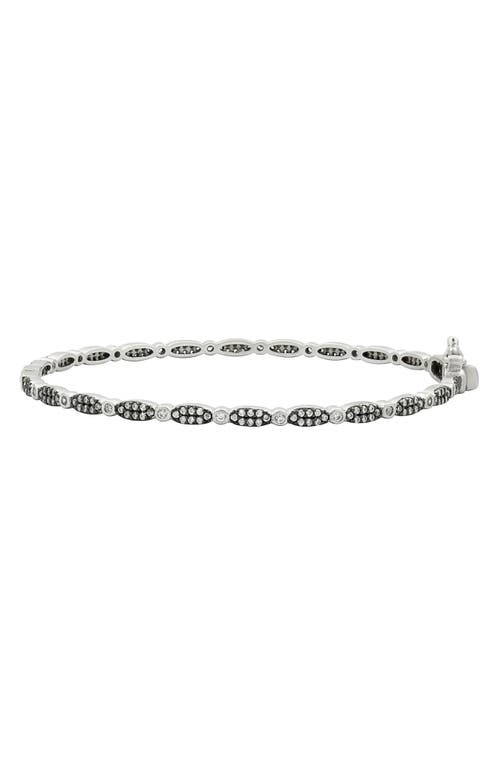 FREIDA ROTHMAN Oh So Glamorous Marquise Pavé Hinge Bangle in Silver/black at Nordstrom