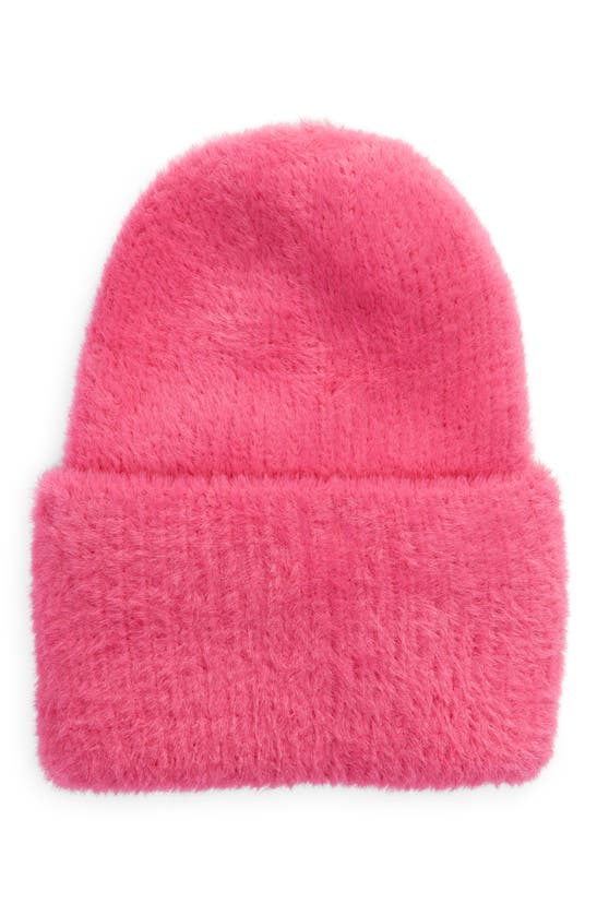 Shop Open Edit Feather Yarn Stretch Beanie In Pink Rouge