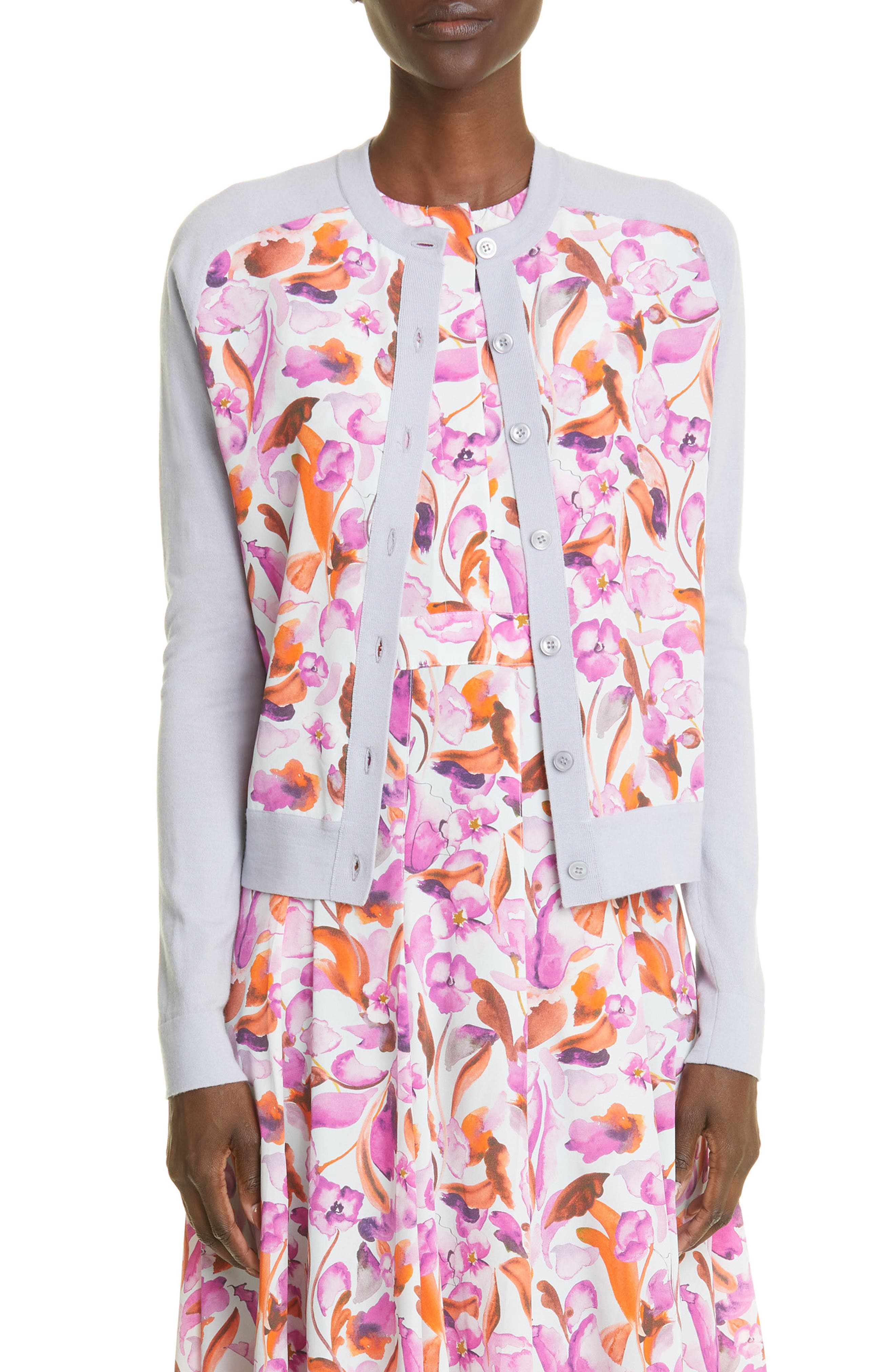 floral silk cardigan