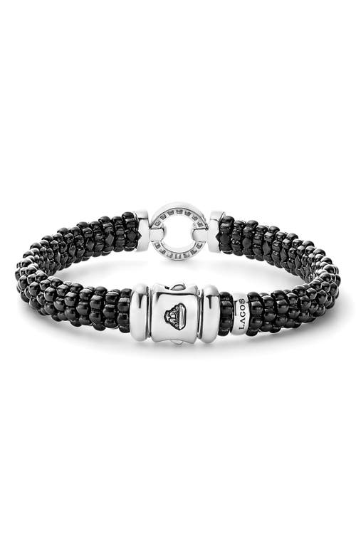 Lagos Black Caviar Ceramic Bracelet With Sterling Silver And Diamonds In Black/silver/gold