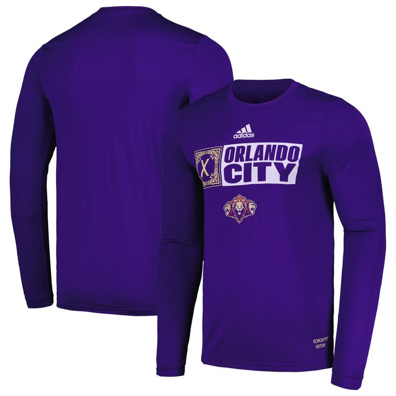 Shop Adidas Originals Adidas Purple Orlando City Sc 2024 Jersey Hook Aeroready Long Sleeve T-shirt