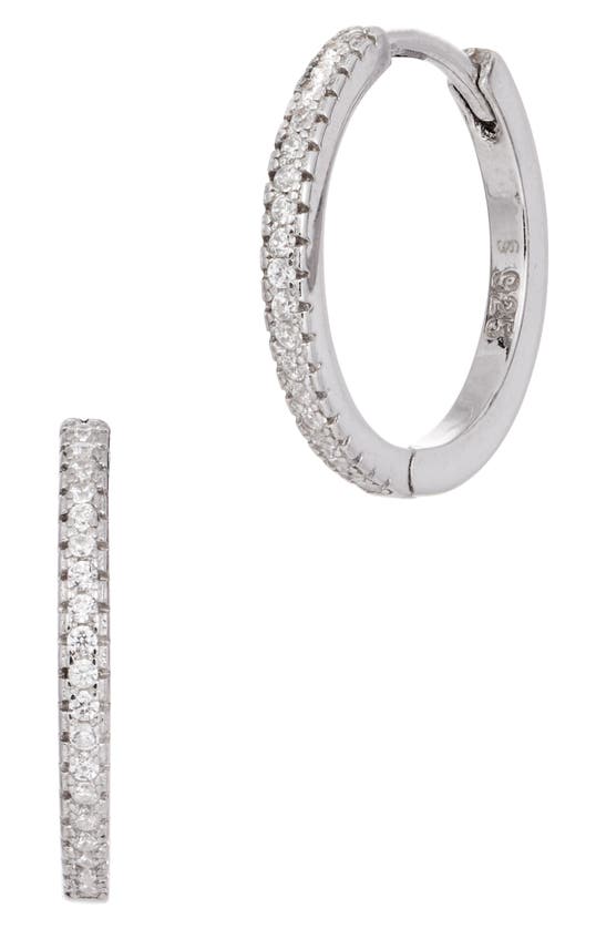 Savvy Cie Jewels Cz Huggie Hoop Earrings In Silver