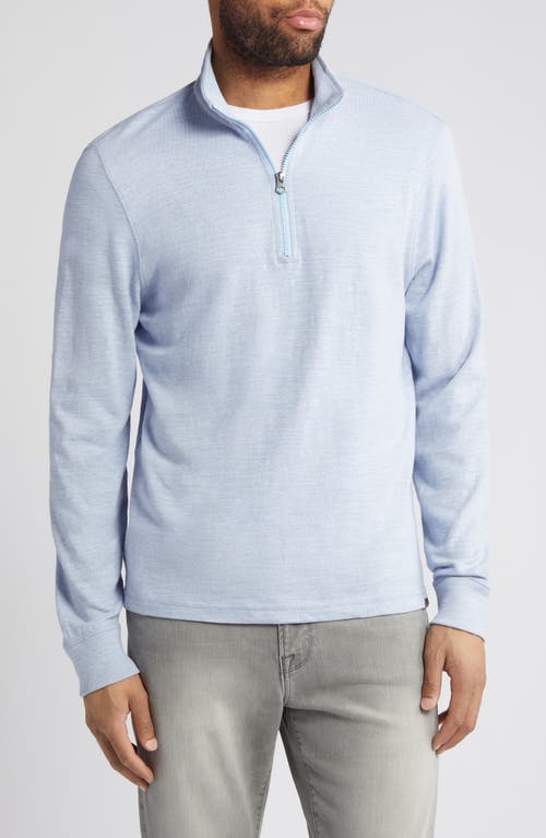 Faherty Sunwashed Quarter Zip Pullover in Ice Blue Heather at Nordstrom, Size Small