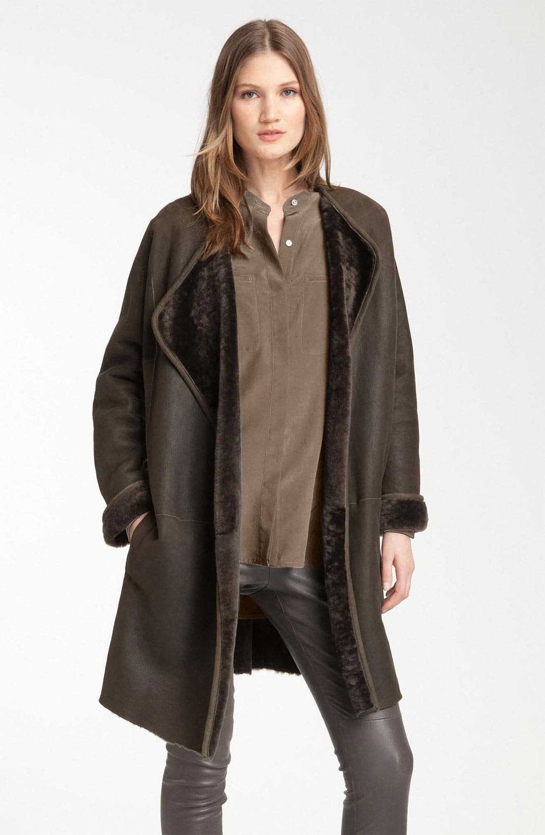 vince shearling cardigan coat