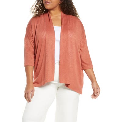 Plus Size Bobeau Luann Open Front Cardigan, Red