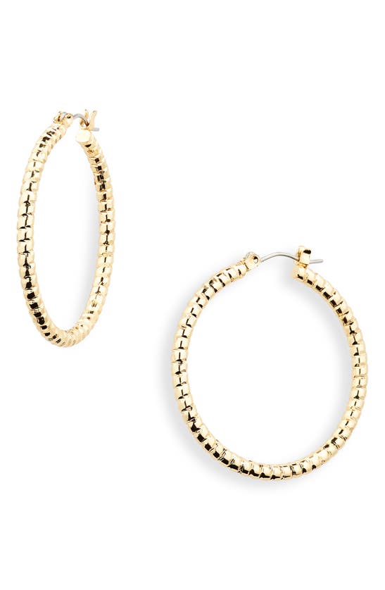 Shop Bp. Textured Hoop Earrings In 14k Gold Dipped