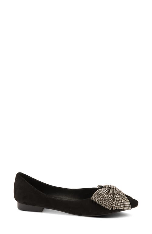 Shop Azura By Spring Step Adularia Bow Flat In Black Suede