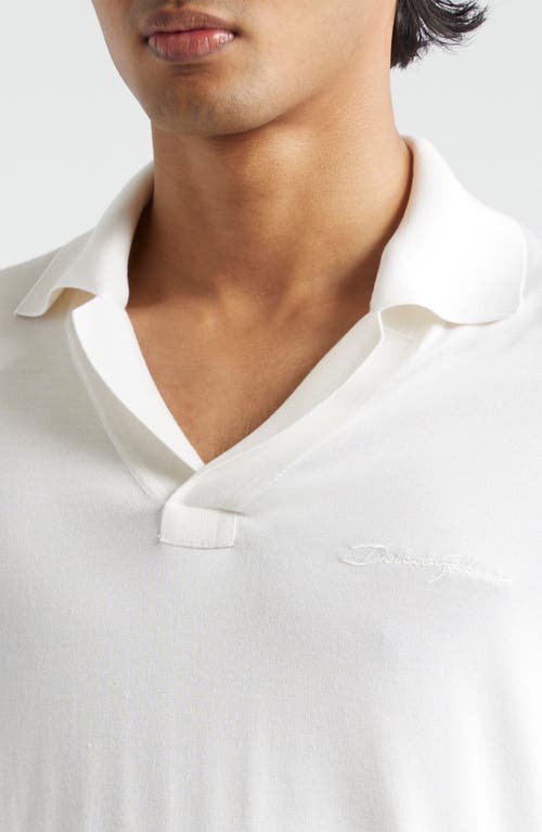 Shop Dolce & Gabbana Dolce&gabbana Logo Silk Polo Sweater In W0800 Bianco Ottico