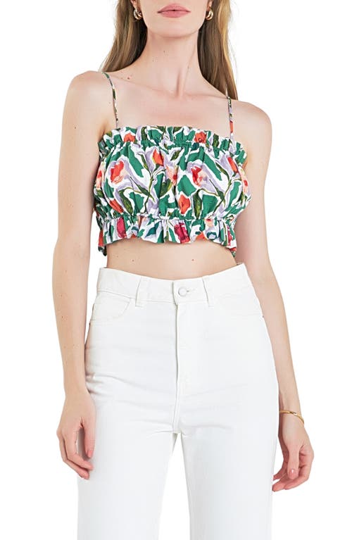 English Factory Floral Crop Camisole Green Multi at Nordstrom,
