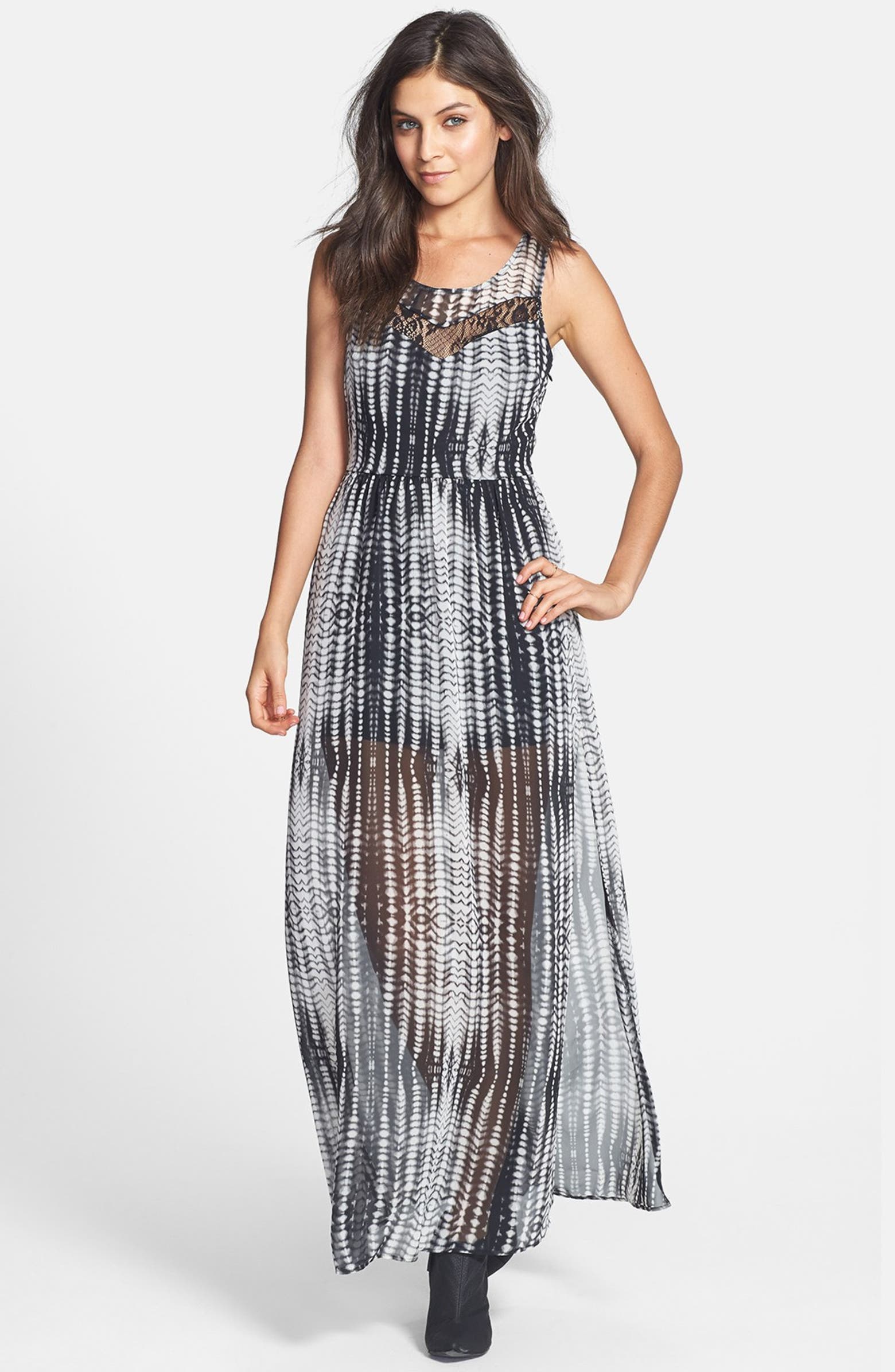 Lace Inset Print Maxi Dress | Nordstrom