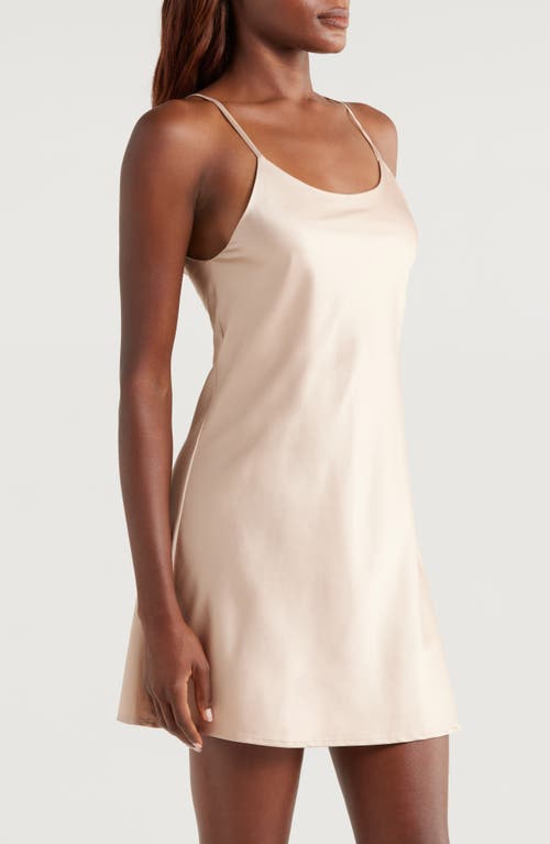 Shop Natori Glamour Stretch Satin Chemise In Cafe