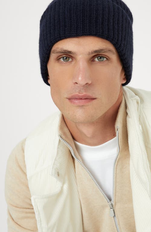 Shop Brunello Cucinelli Cashmere English Rib Beanie In Navy Blue