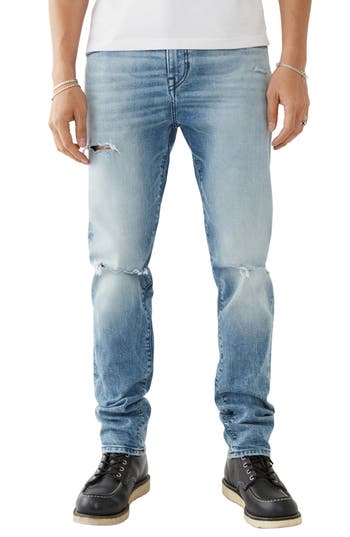Shop True Religion Brand Jeans True Religion Rocco Renegade Ripped Skinny Jeans In Light Sun Blaze W/rips