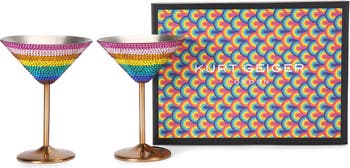 Swarovski Martini Glass Set of 2, Rainbow Edition - Crystocraft