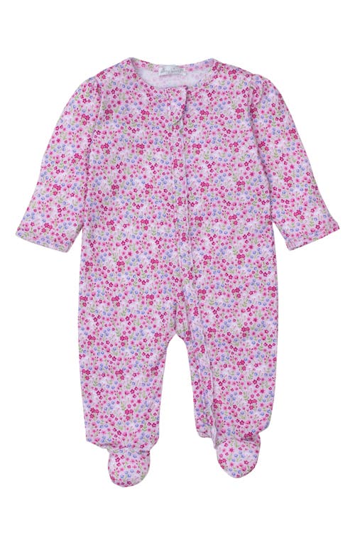 Kissy Floral Pima Cotton Zip Footie Pink at Nordstrom,