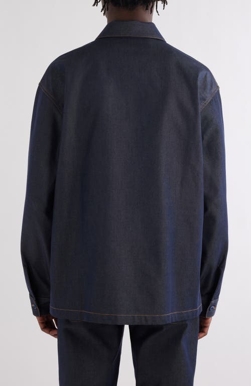 Shop Givenchy Military Silk Blend Denim Overshirt In Indigo Blue