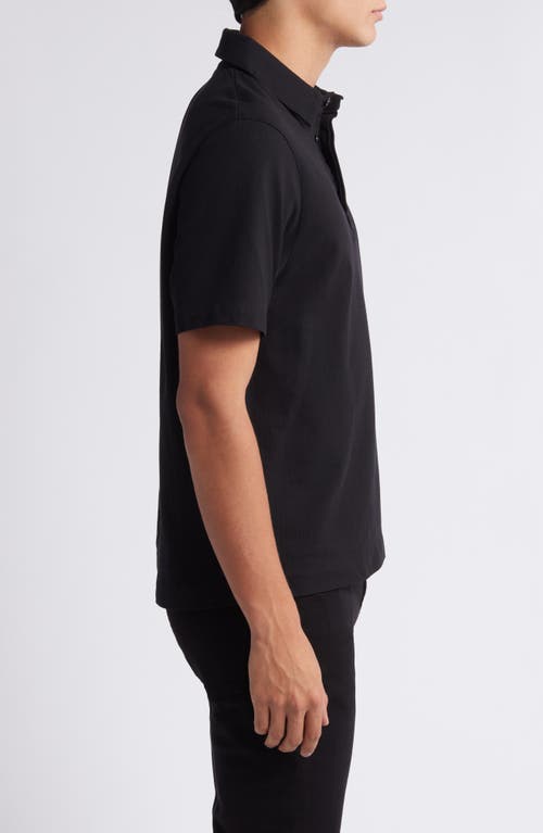 7 For All Mankind Piqué Knit Polo In Black