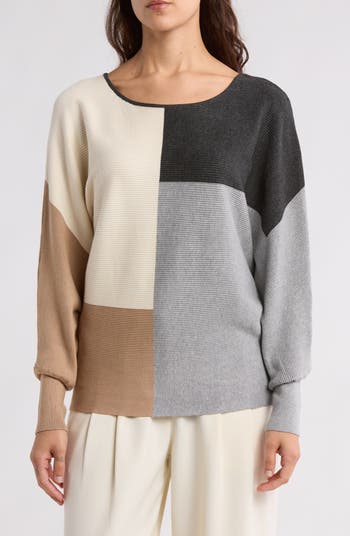 Ellen Tracy Colorblock Dolman Sleeve Sweater Nordstromrack