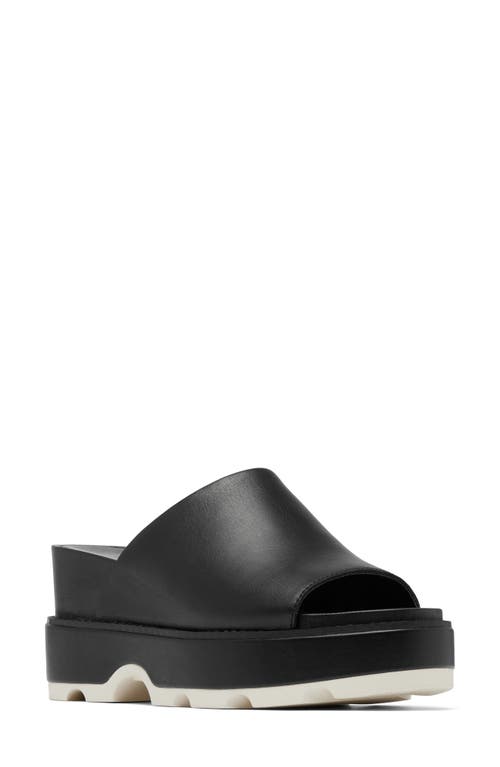 Shop Sorel Joanie Iv Slide Wedge Sandal In Black/sea Salt