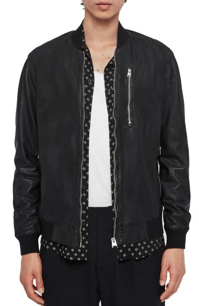 Click to view more detailed imagery on our partner's website Allsaints Kino Leather Bomber Jacket In Black
