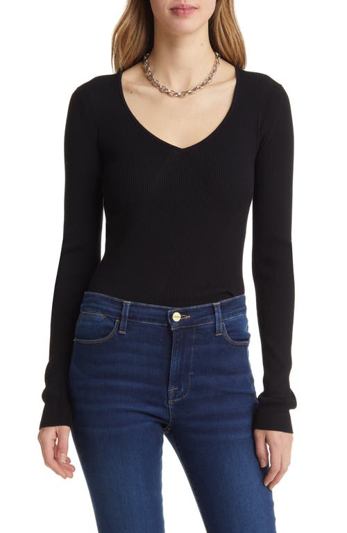 halogen(r) V-Neck Sweater in Black