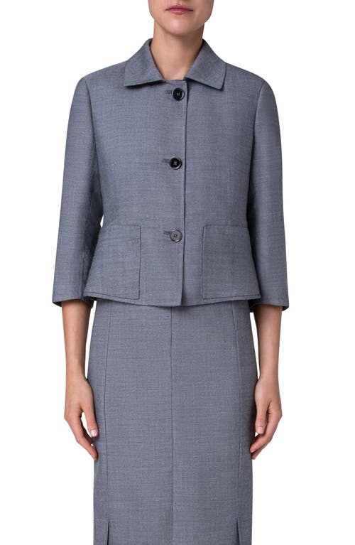 Gio Three-Button Wool Blend Jacket in 093 Graphite