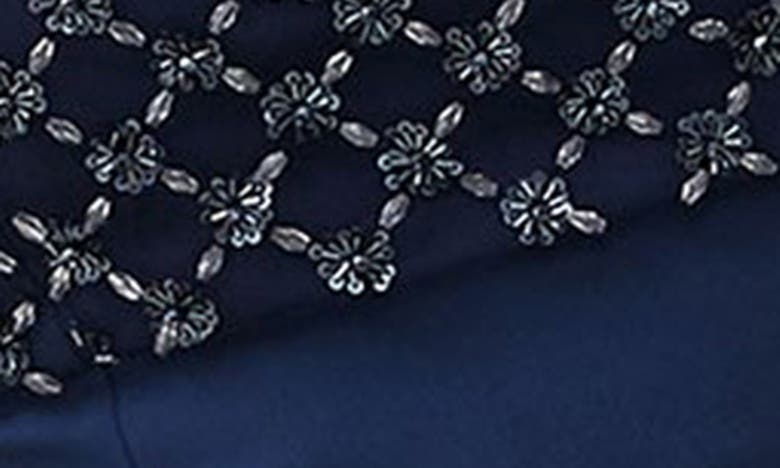 French Connection Darcy Beaded Bodice Sheath Dress In Midnight Blue