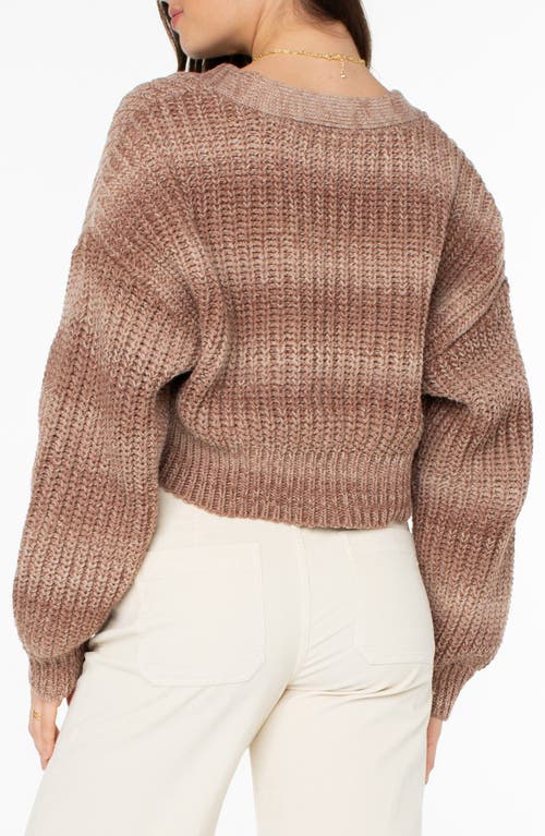 Shop Roxy Sundaze Ombré Crop Button-up Sweater In Warm Taupe