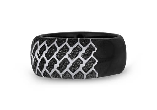 LUVMYJEWELRY LUVMYJEWELRY FAST TRACK TIRE TREAD STERLING SILVER & BLACK DIAMOND RING